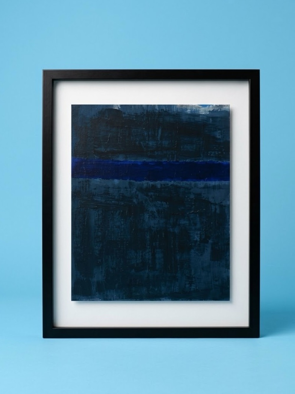 Project 62 Black Floating Art Frame with Dark Blue Expressionist Print